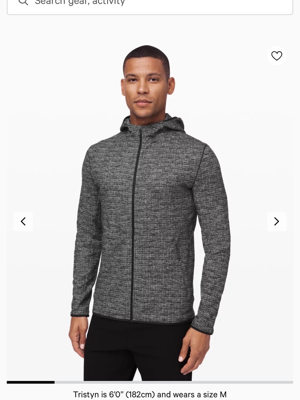 lululemon athletica Men's Heathered Gray Lightweight Hooded Zip Jacket